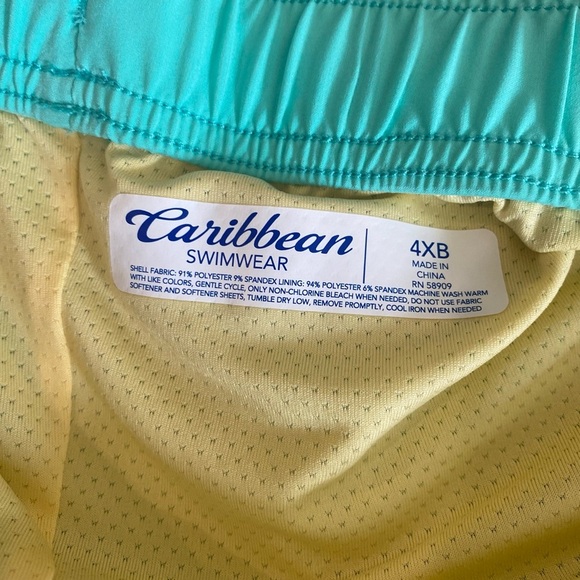 Caribbean Blue Swim Trunks Lightweight Elastic Waist 4XB - Picture 6 of 7